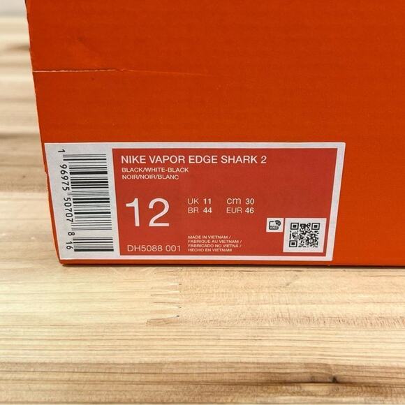 Nike Vapor Edge Shark 2 Football cleats Mens 12 Black white NEW with box main image 9